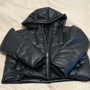Zara Faux leather puffer jacket